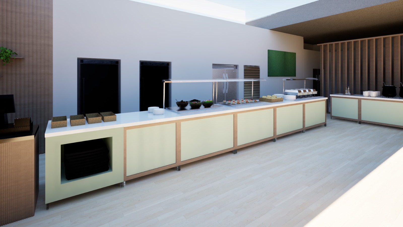 Casino render linea autoservicio verde menta